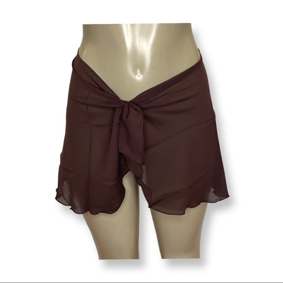Zuliana Brown Short Sarong Tie Cover Up Skirt. Made in USA. New With Tags. - Picture 1 of 7